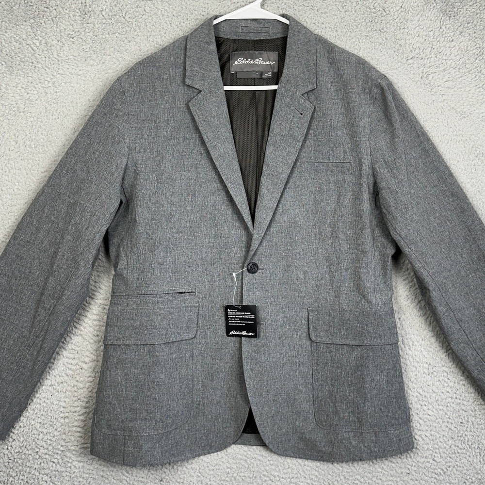 NEW Eddie Bauer Travex Sportcoat Mens 40R Gray Ultimate Voyager Travel Blazer